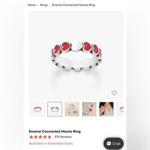 James Avery Enamel Connected Red Hearts Ring size 5.5